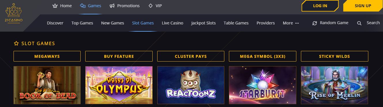 Play exciting slot games with various special features